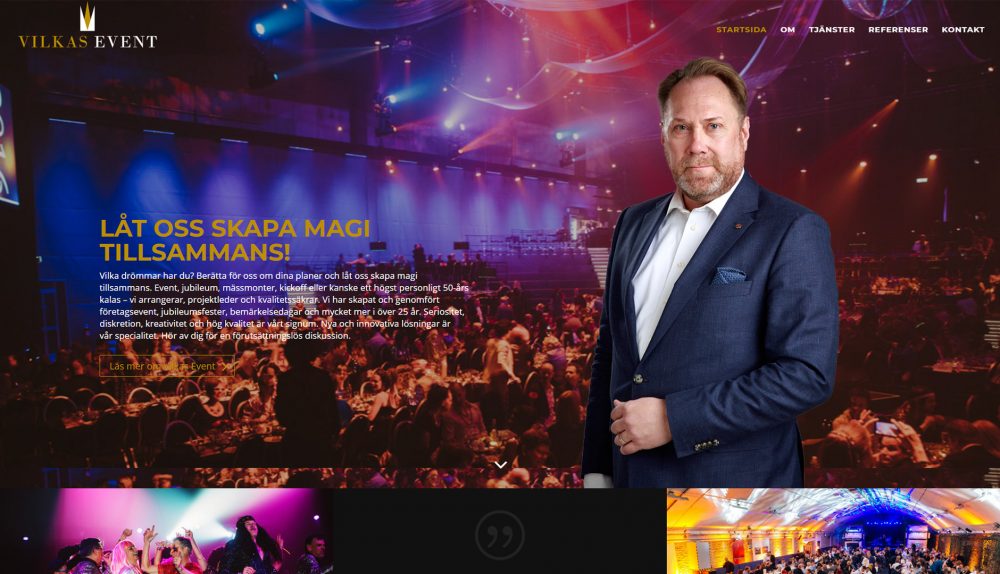 Vilkas Event, webbplats, hemsida, webbdesign, SEO, sökmotoroptimering